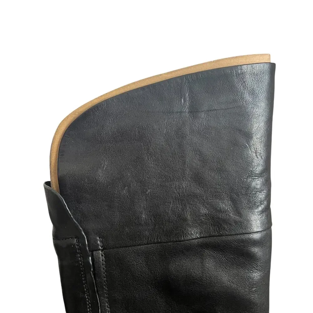 Franco Sarto Battina Knee High Black Leather Riding Leather Boots Size 6